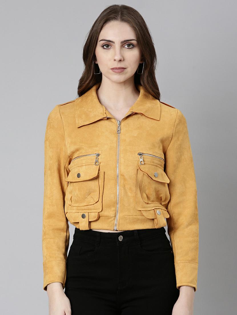 women mustard solid regular jacket - 20610330 -  Zoom Image - 0