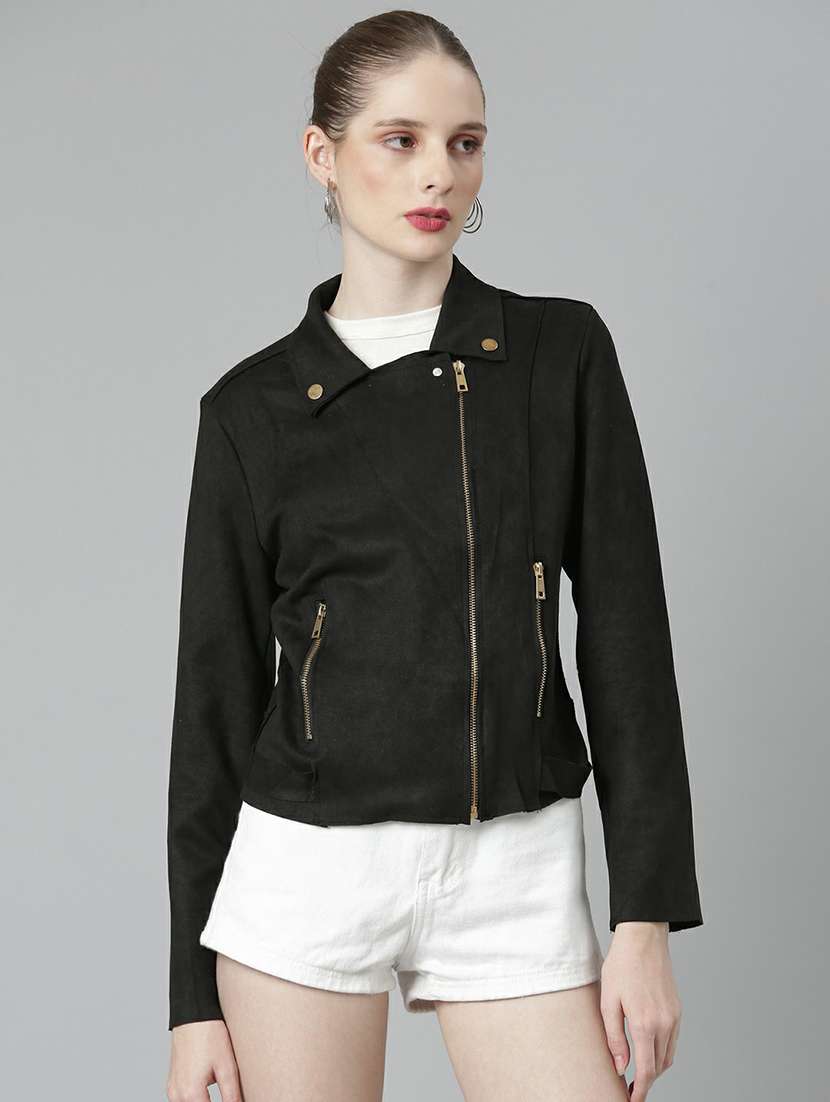 women black solid regular jacket - 20610335 - Zoom Image - 0