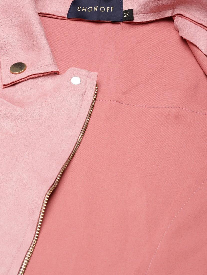 women pink solid long sleeve regular jacket - 20610336 - Standard Image - 8
