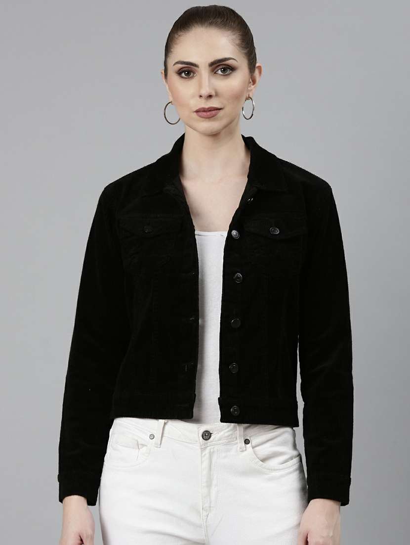 women black solid regular jacket - 20610346 - Zoom Image - 0