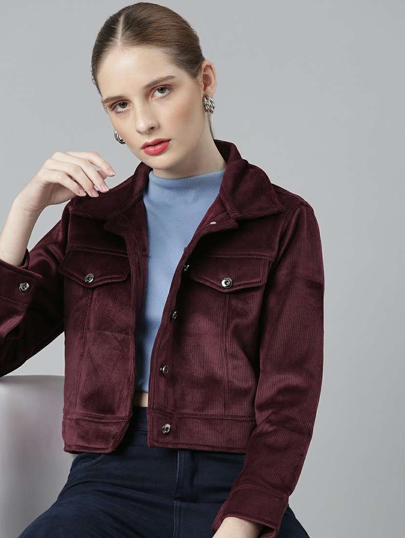 women magenta solid regular jacket - 20610352 -  Standard Image - 3