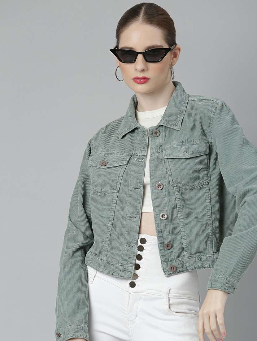 women sea green solid regular jacket - 20610420 -  Standard Image - 3