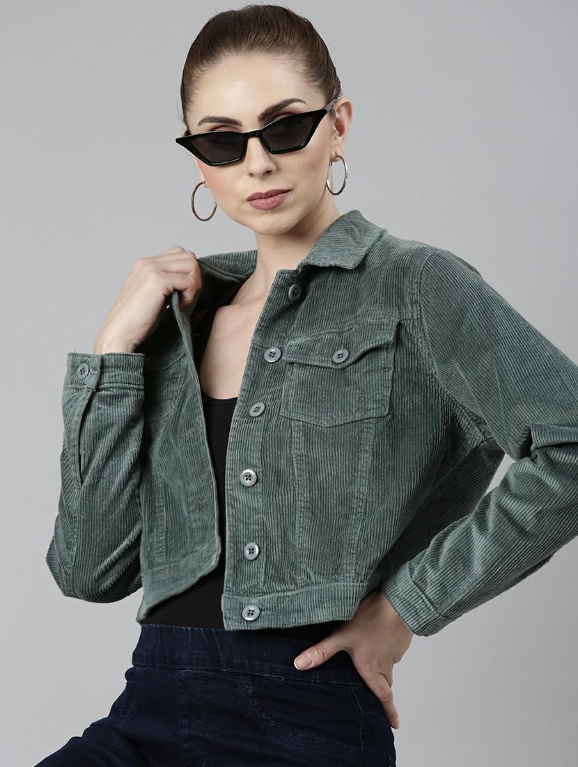 women sea green solid regular jacket - 20610425 - Standard Image - 3