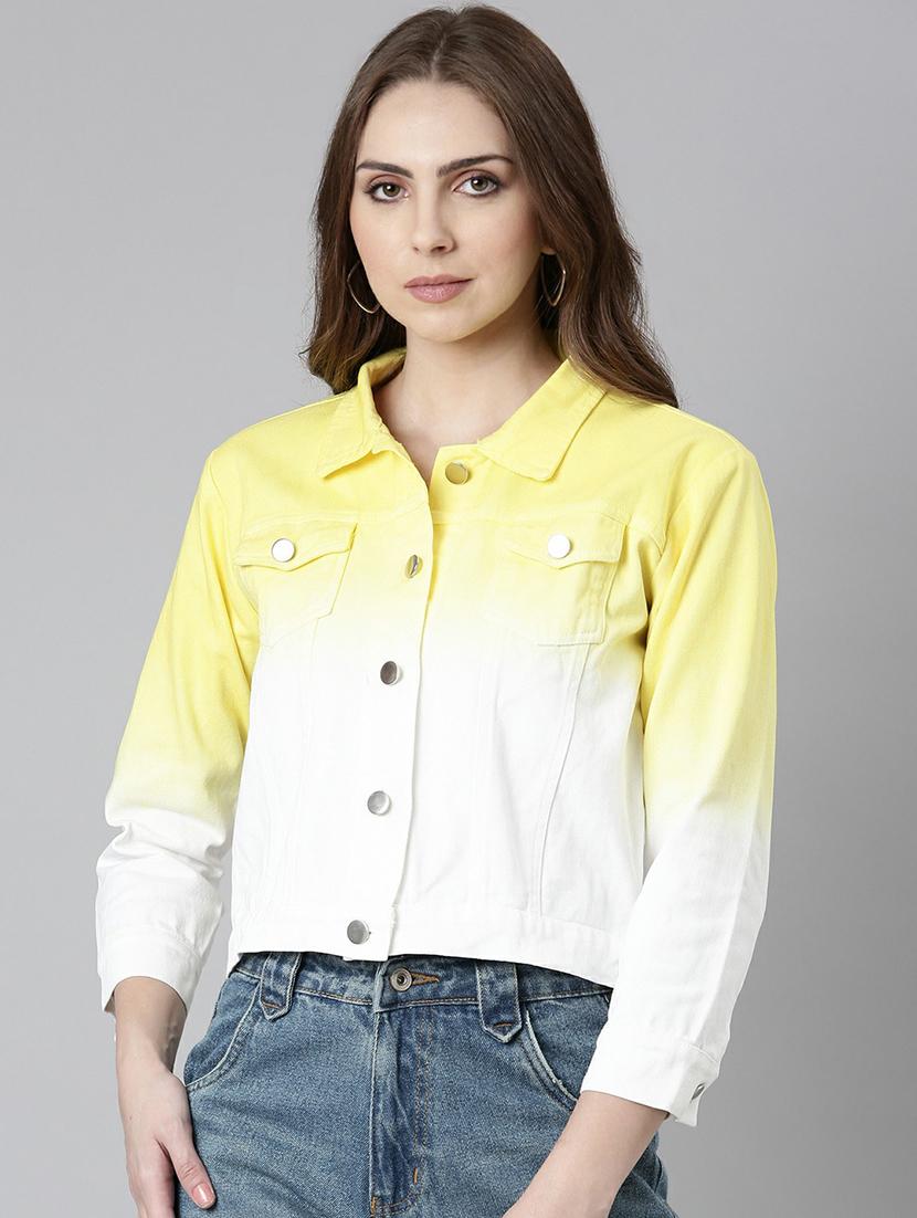 women yellow white ombre denim jacket - 20610433 - Zoom Image - 0