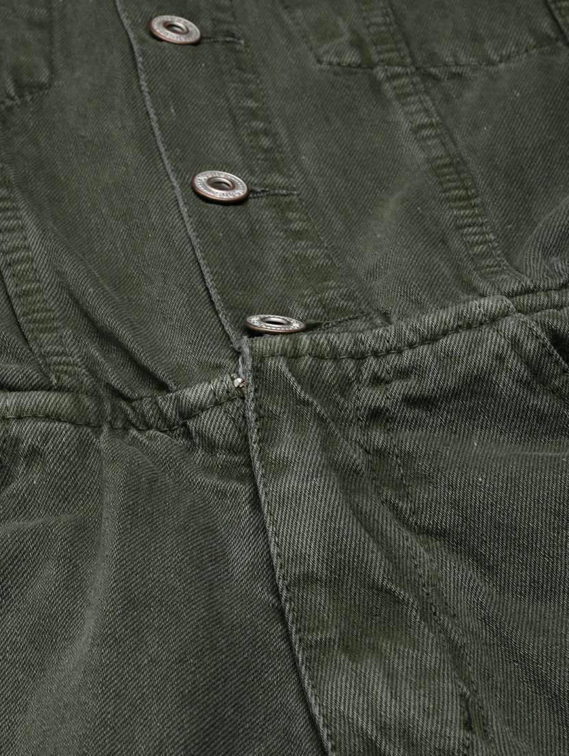 women olive denim full leg jumpsuit - 20610458 -  Standard Image - 8