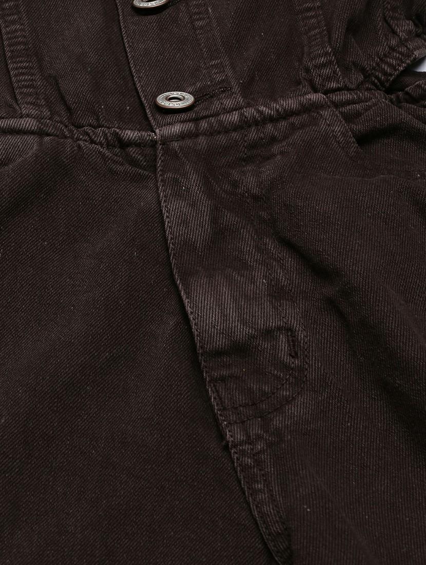 women coffee brown denim full leg jumpsuit - 20610459 - Standard Image - 8