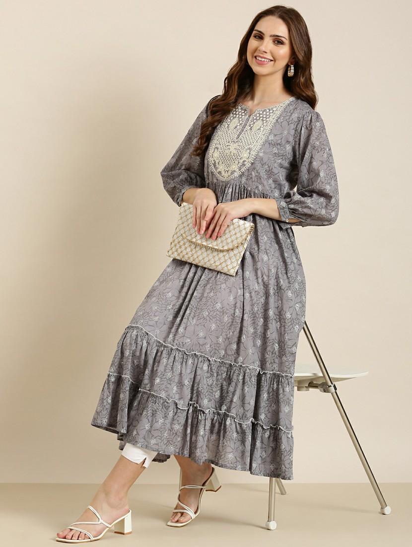 women floral printed tiered kurta - 20610464 - Standard Image - 3