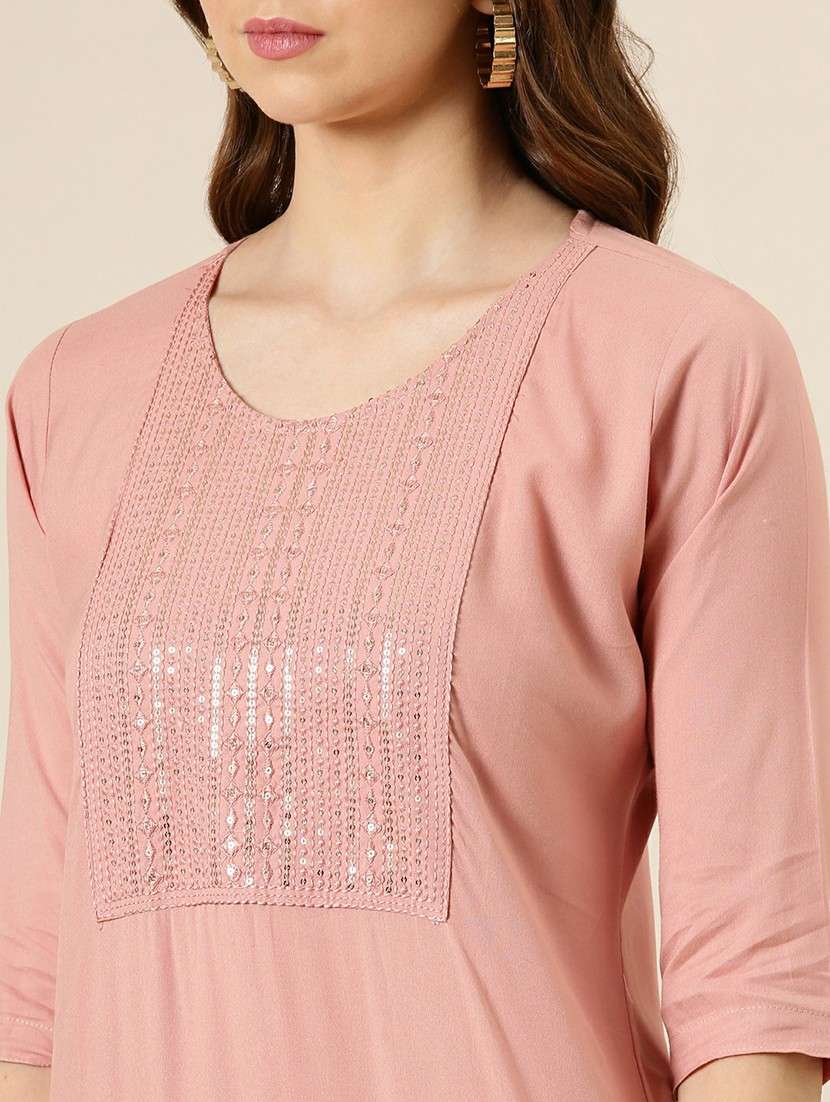 mauve cotton straight kurta - 20610472 -  Standard Image - 5