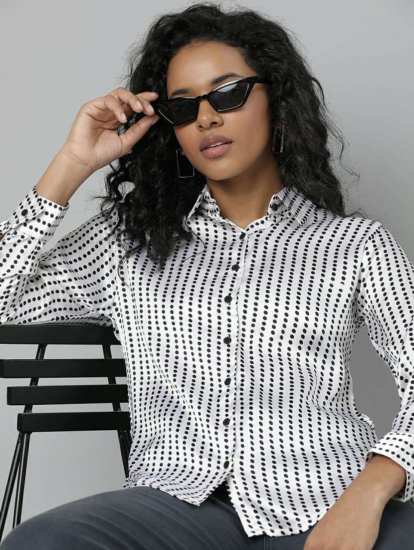 women white polka dot regular shirt - 20610507 -  Standard Image - 3