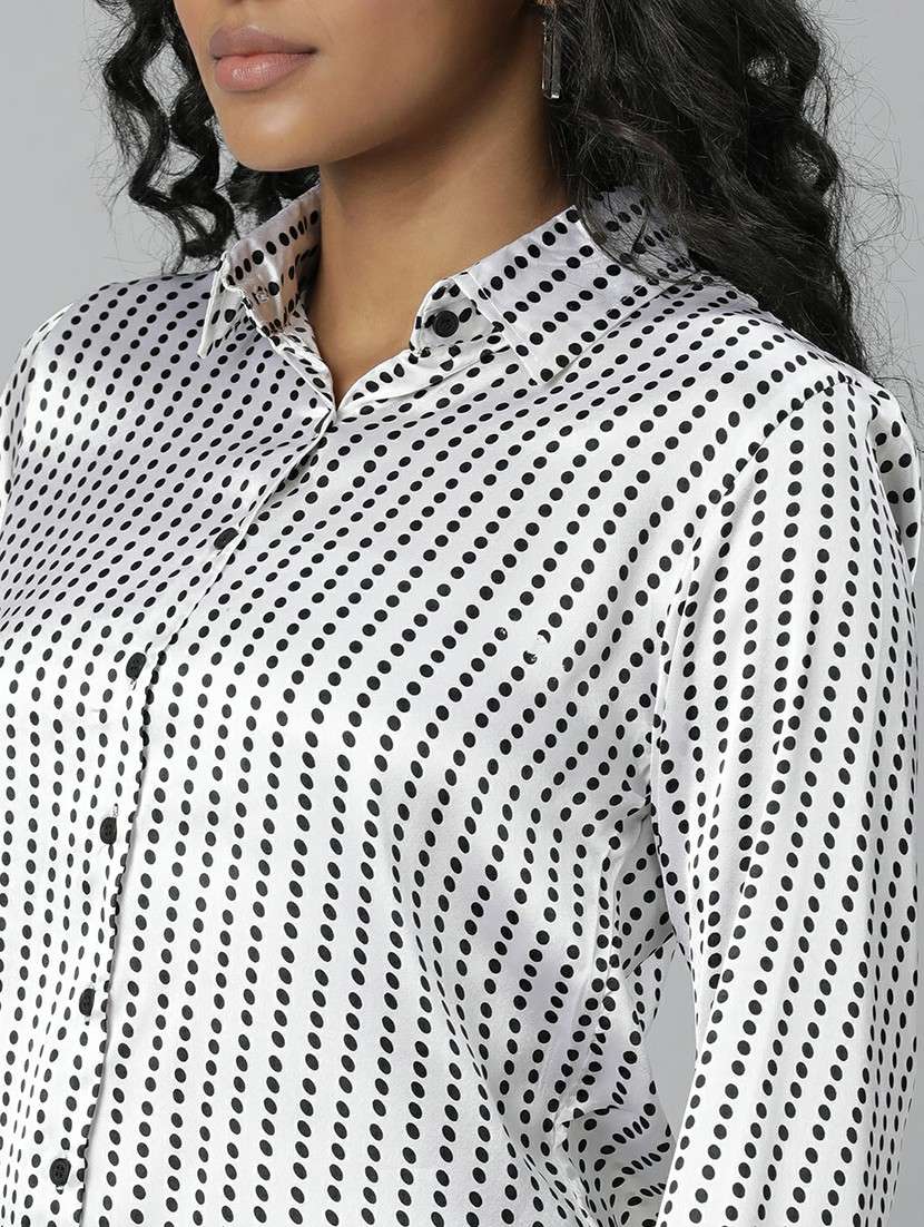 women white polka dot regular shirt - 20610507 -  Standard Image - 5