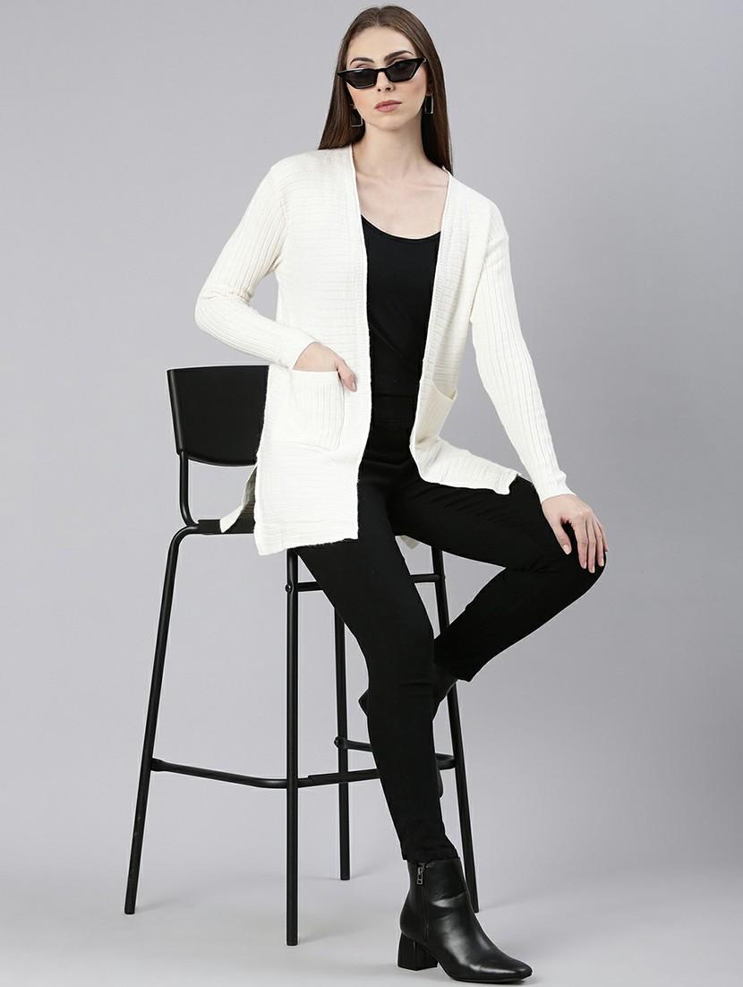 women off-white acrylic regular shrug - 20610519 - Standard Image - 3