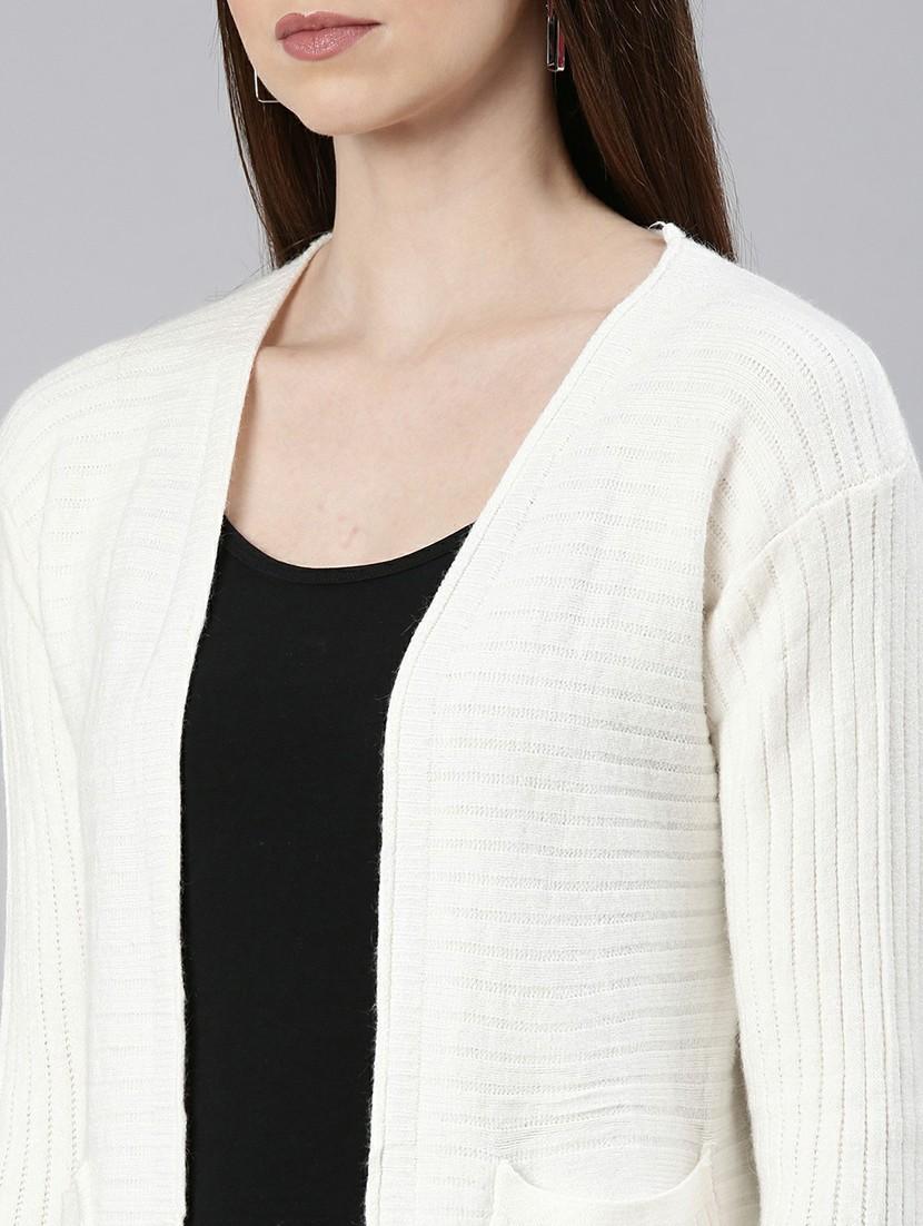 women off-white acrylic regular shrug - 20610519 - Standard Image - 5