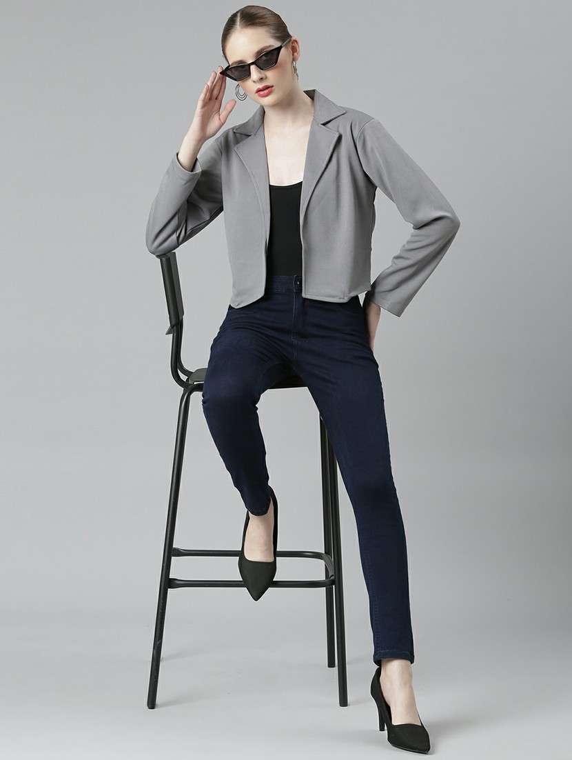 Women Grey Cotton Short Shrug - 20610522 -  Standard Image - 3
