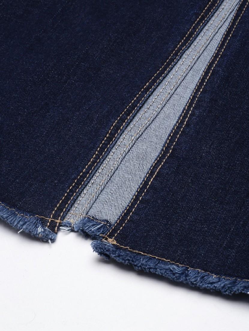 women high rise solid pencil denim skirt - 20610549 - Standard Image - 5