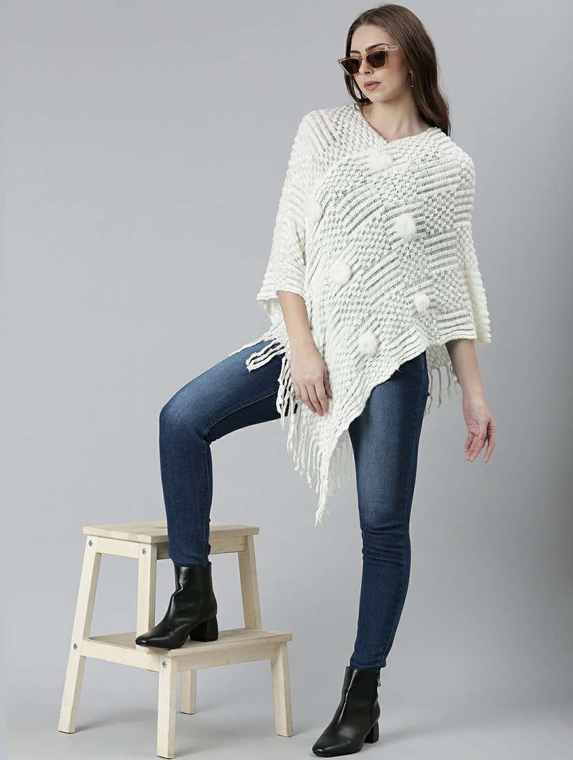 women white self designed poncho - 20610571 - Standard Image - 3