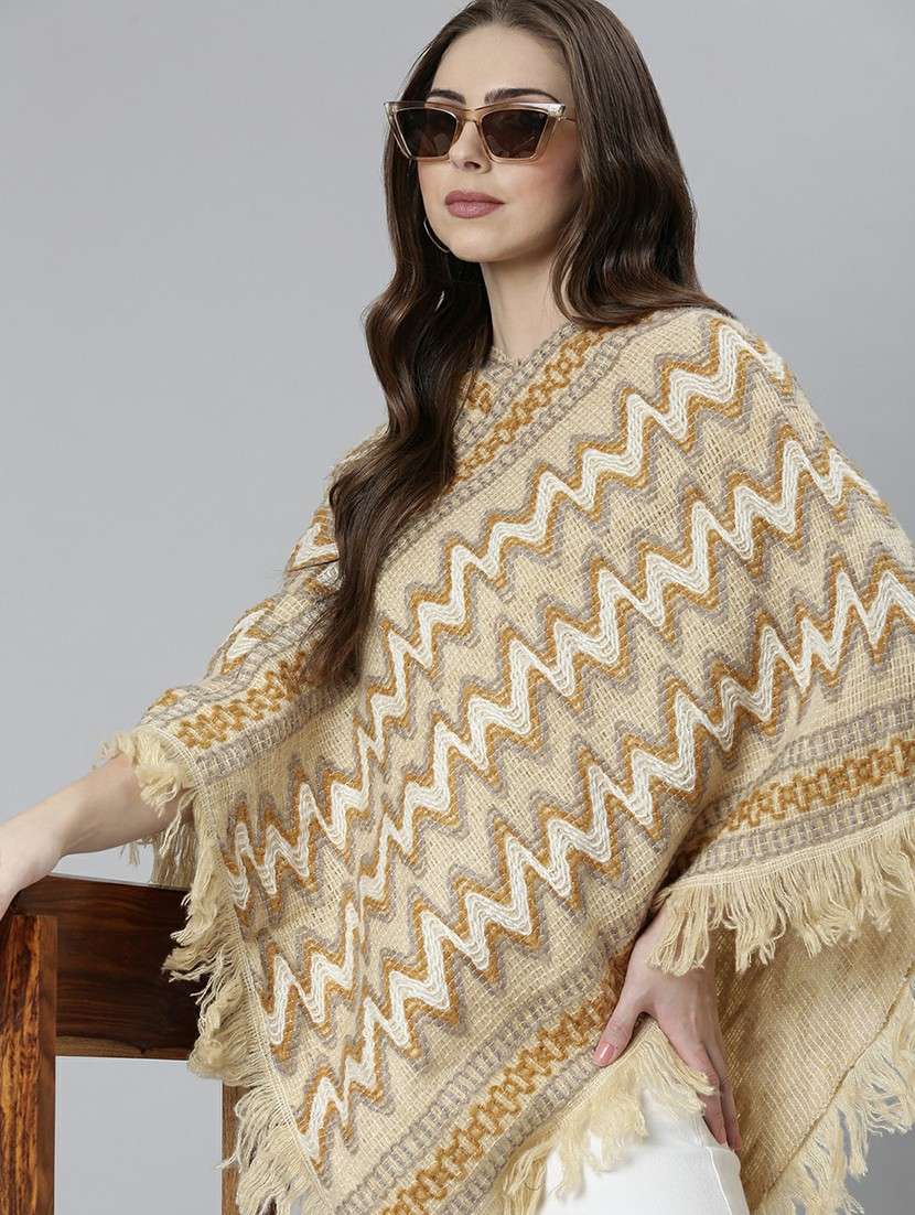 women multi color self designed poncho - 20610578 -  Standard Image - 3