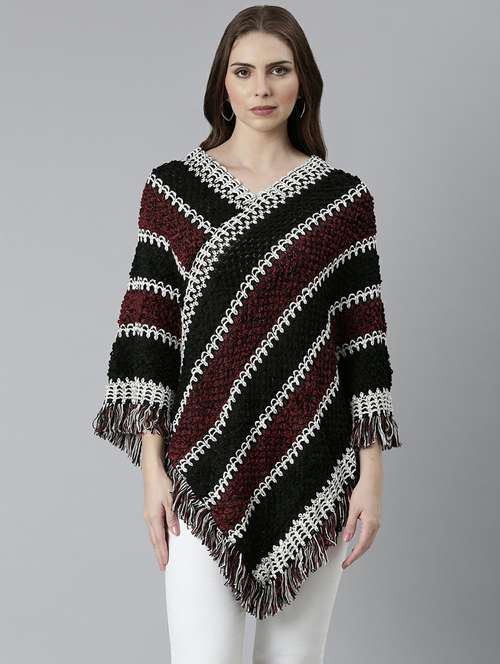women multi self designed poncho - 20610588 -  Standard Image - 0