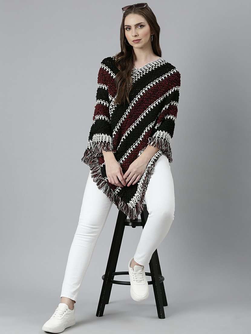 women multi self designed poncho - 20610588 -  Standard Image - 3