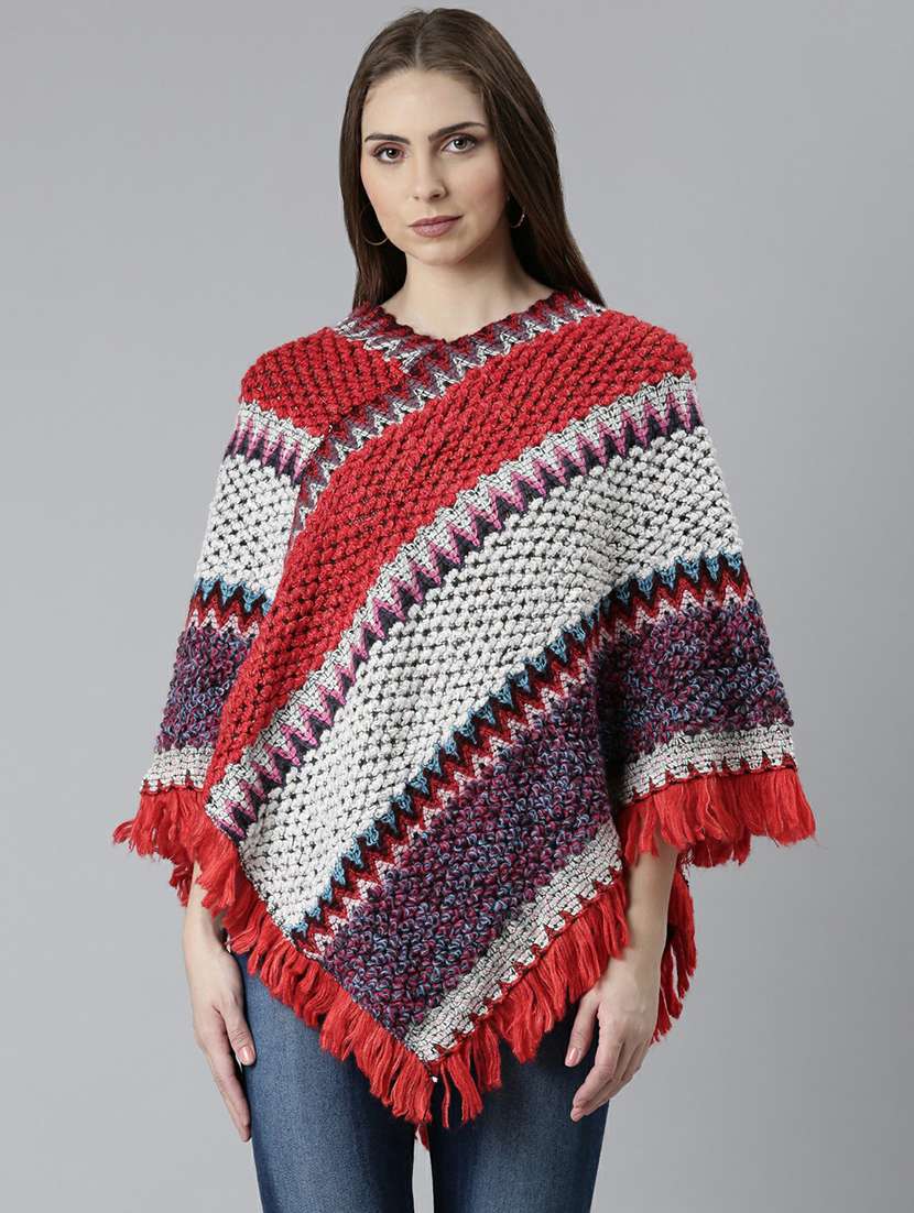 women multi colored acrylic poncho - 20610611 - Zoom Image - 0