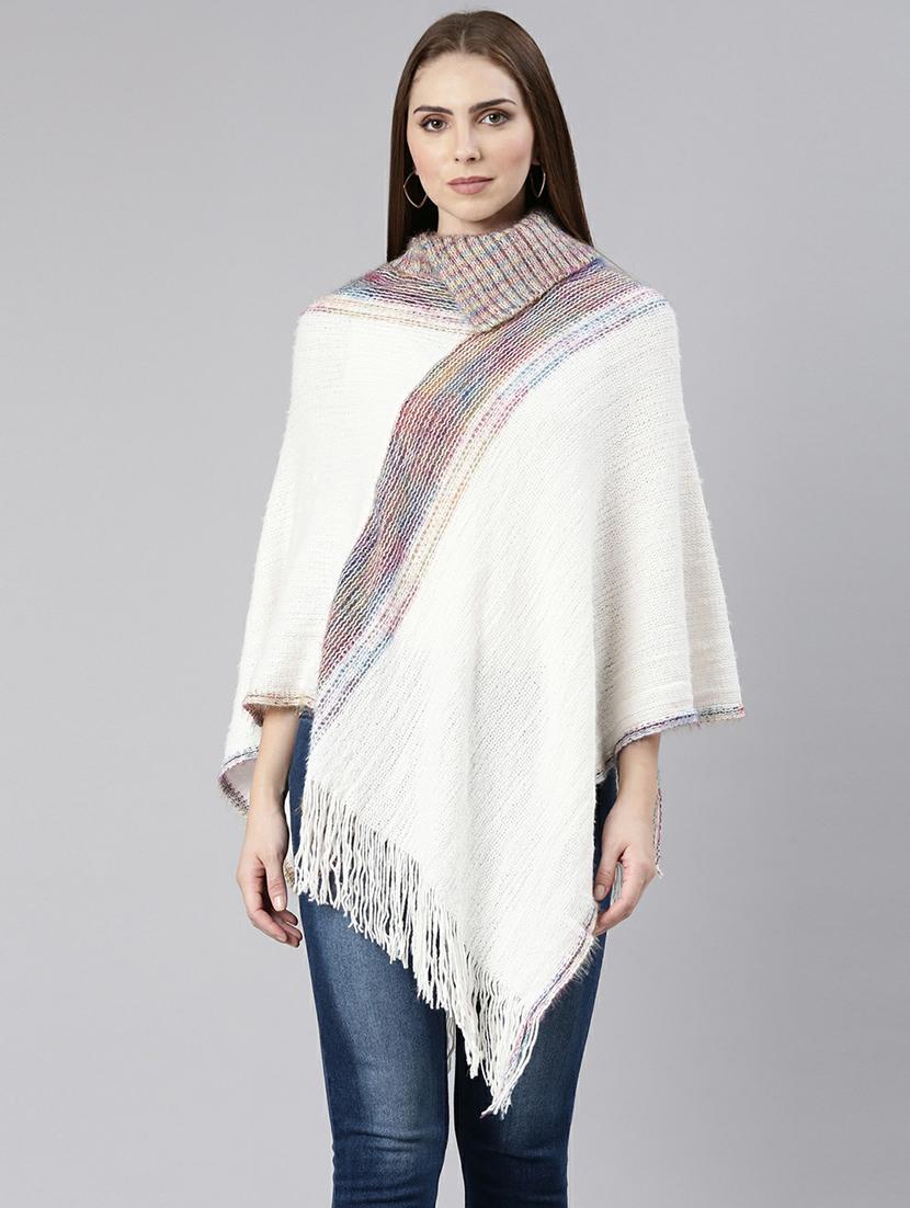 women white collared acrylic poncho - 20610613 -  Zoom Image - 0
