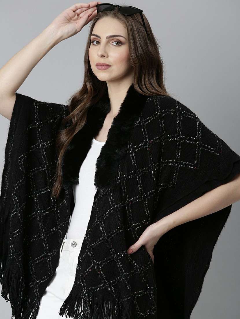 women black self-designed poncho - 20610631 -  Standard Image - 3