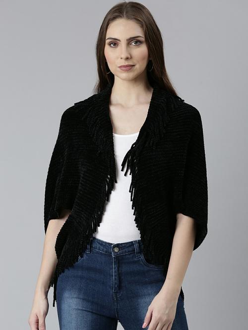 women black self-designed poncho - 20610642 - Standard Image - 0