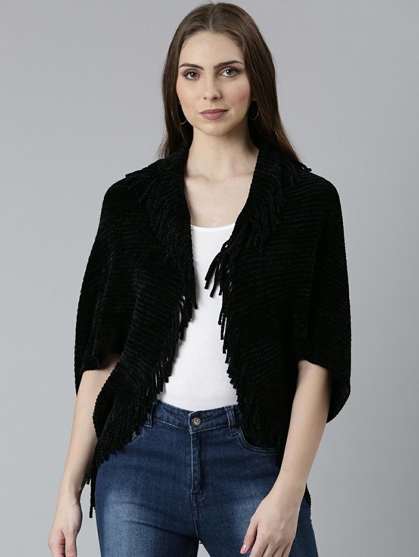 women black self-designed poncho - 20610642 - Zoom Image - 0