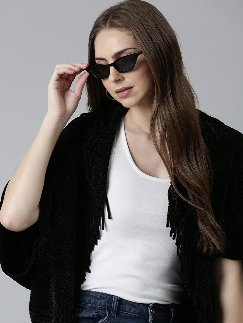 women black self-designed poncho - 20610642 - Standard Image - 3