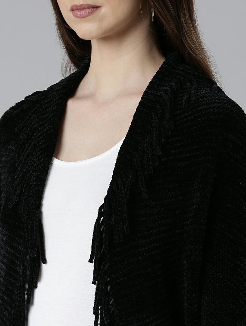 women black self-designed poncho - 20610642 - Standard Image - 5