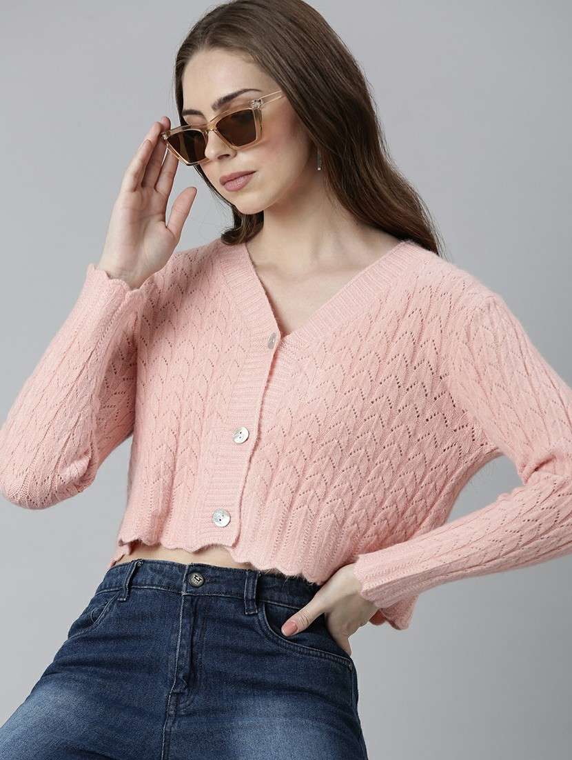 women acrylic long sleeve cardigan - 20610647 -  Standard Image - 3