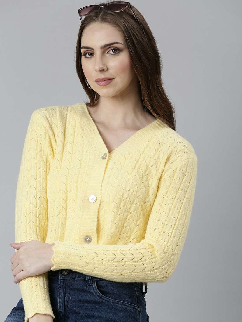 women acrylic long sleeve cardigan - 20610648 - Standard Image - 3