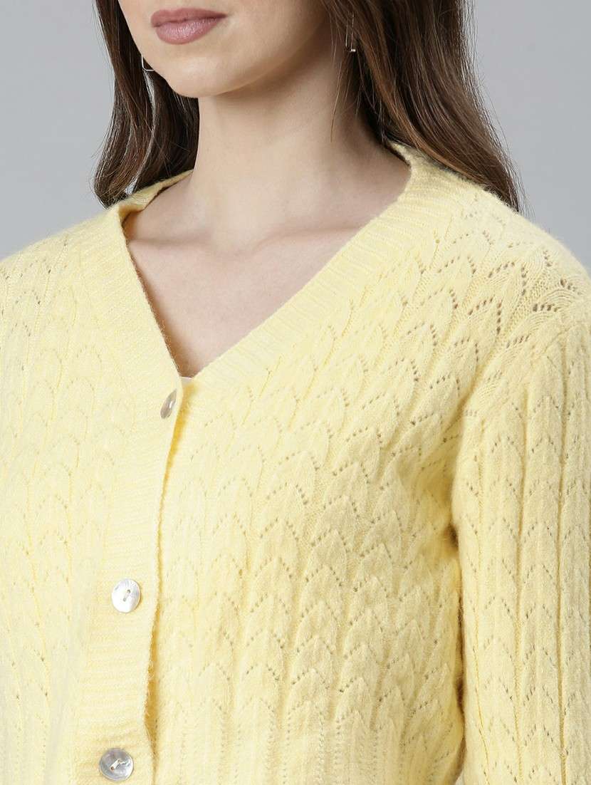women acrylic long sleeve cardigan - 20610648 - Standard Image - 5