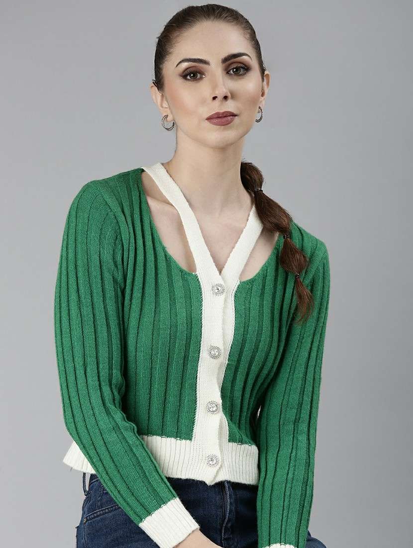 women acrylic long sleeve cardigan - 20610649 -  Standard Image - 3