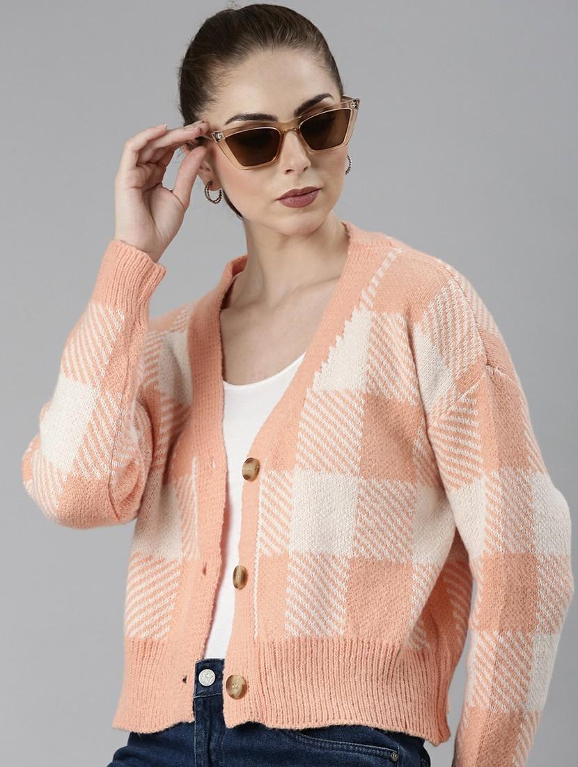 women acrylic long sleeve cardigan - 20610653 - Standard Image - 3