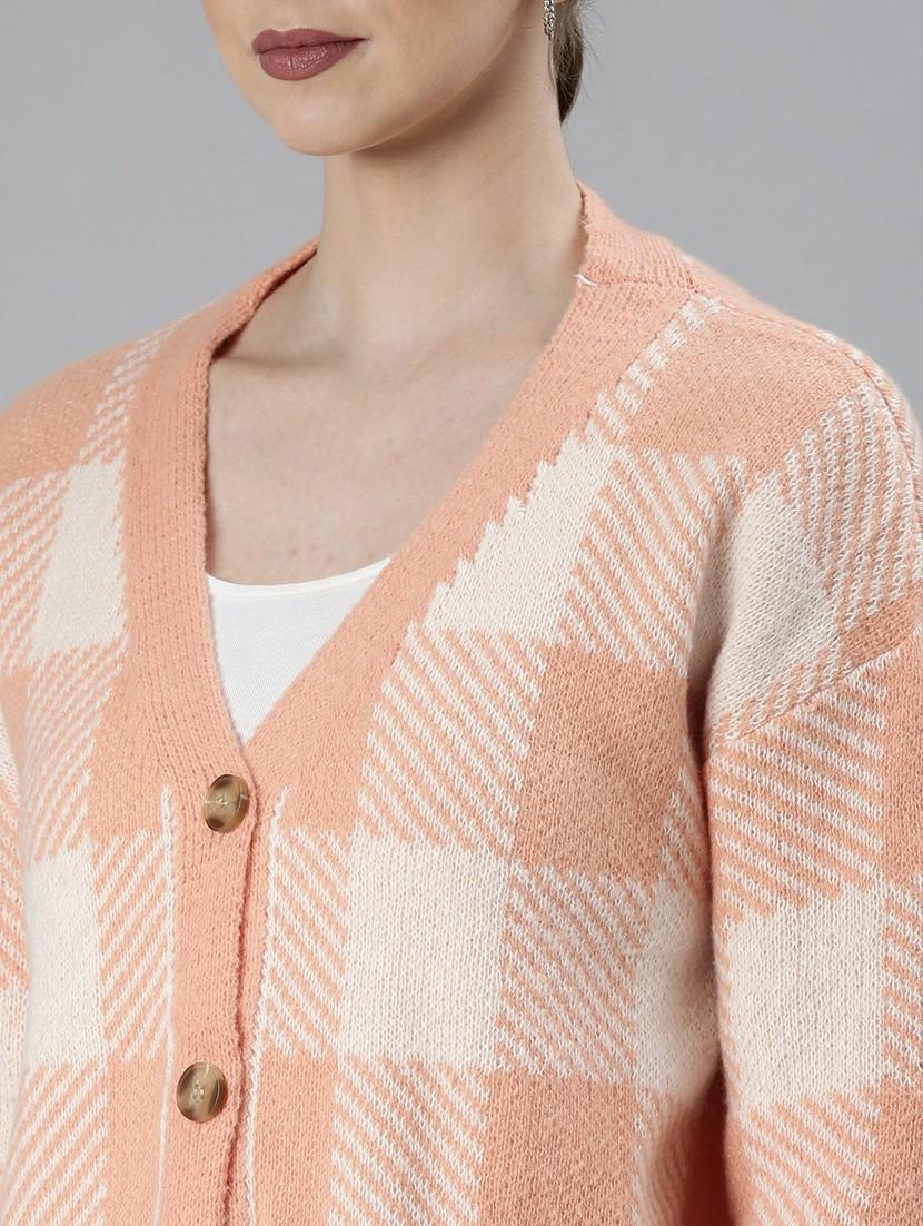 women acrylic long sleeve cardigan - 20610653 - Standard Image - 5