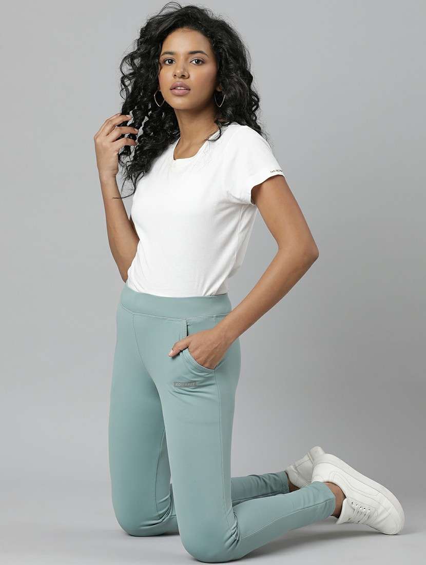 women high rise solid track pant - 20610704 - Standard Image - 3