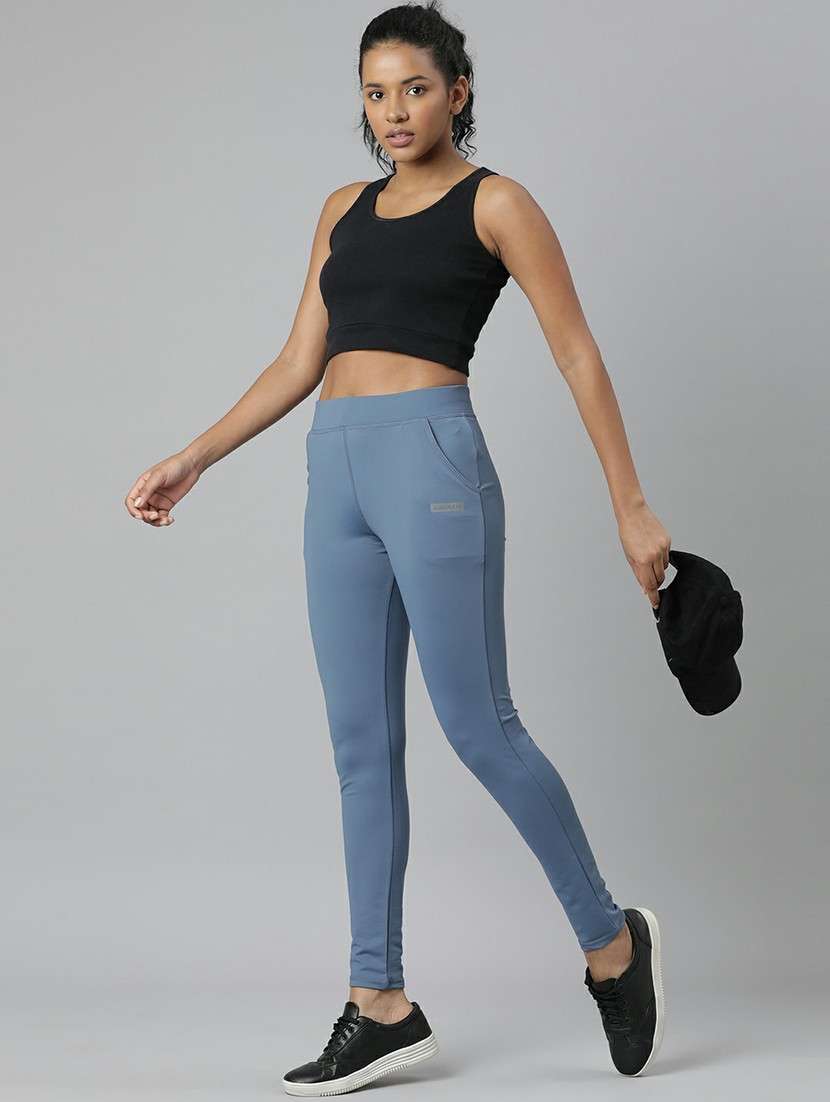 women high rise solid track pant - 20610705 -  Standard Image - 3