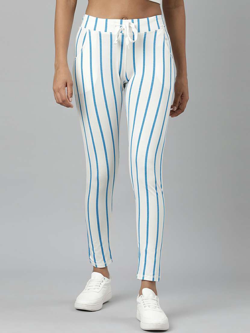 women high rise striped track pant