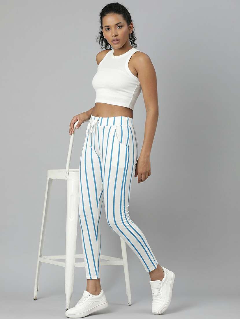 women high rise striped track pant - 20610714 -  Standard Image - 3