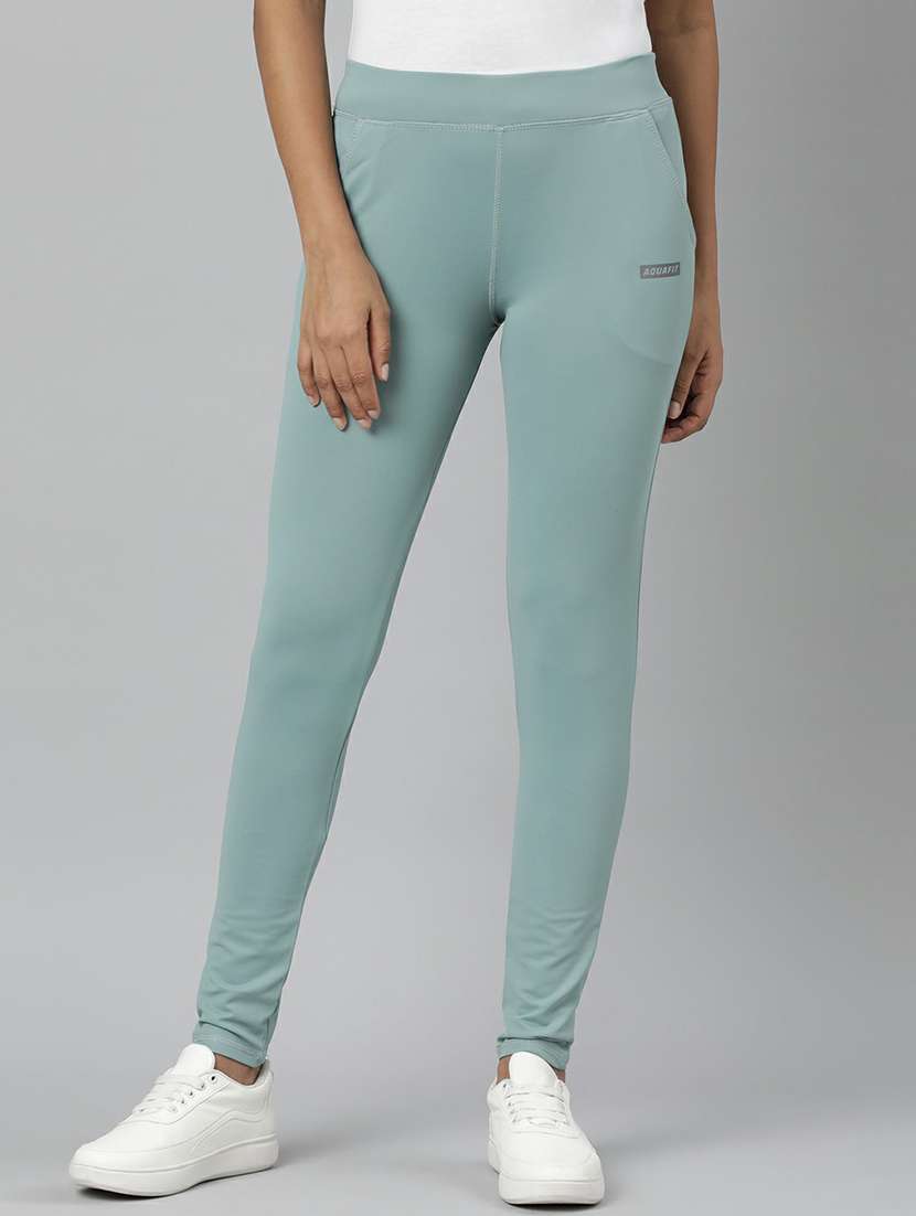 women high rise solid track pant