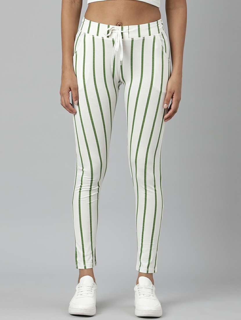 women high rise striped track pant