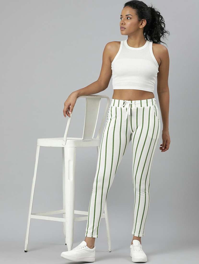 women high rise striped track pant - 20610730 -  Standard Image - 3