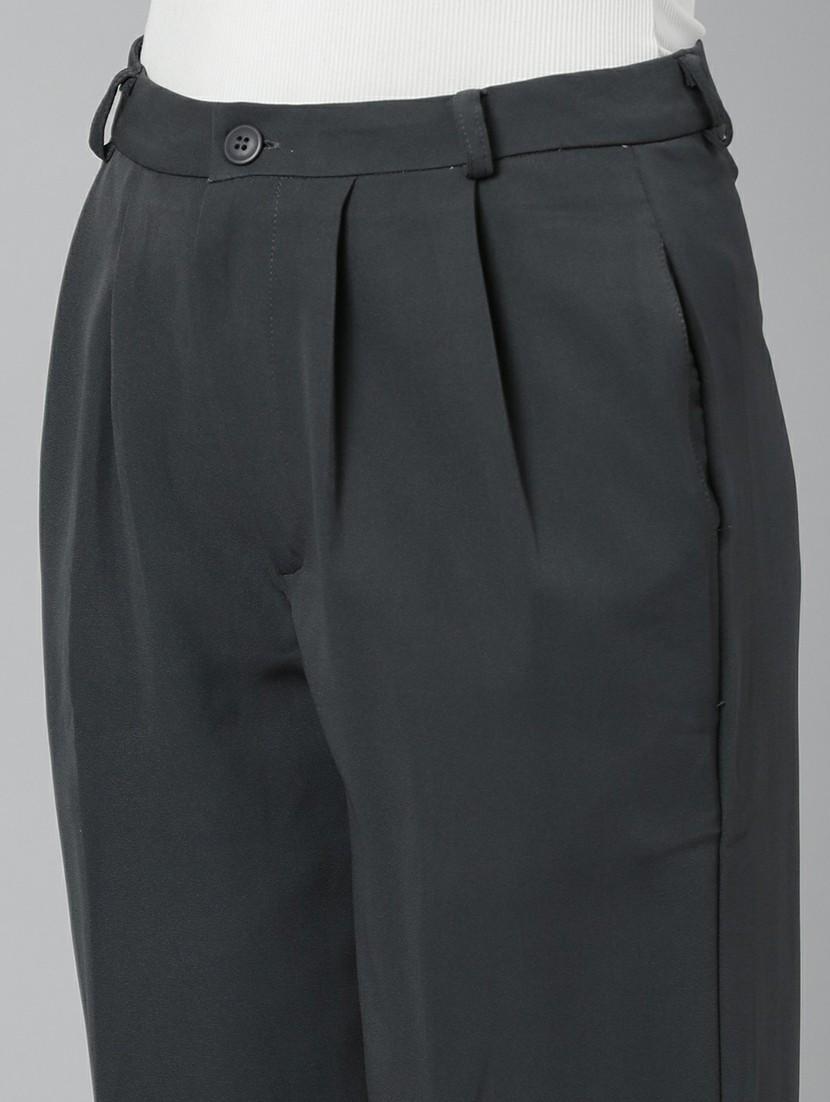 women mid rise solid pleated trouser - 20610873 - Standard Image - 5