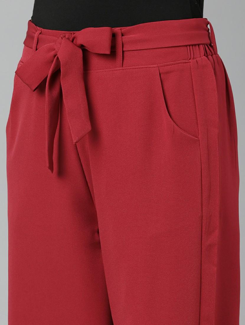 women mid rise solid flat front trouser - 20610876 - Standard Image - 5
