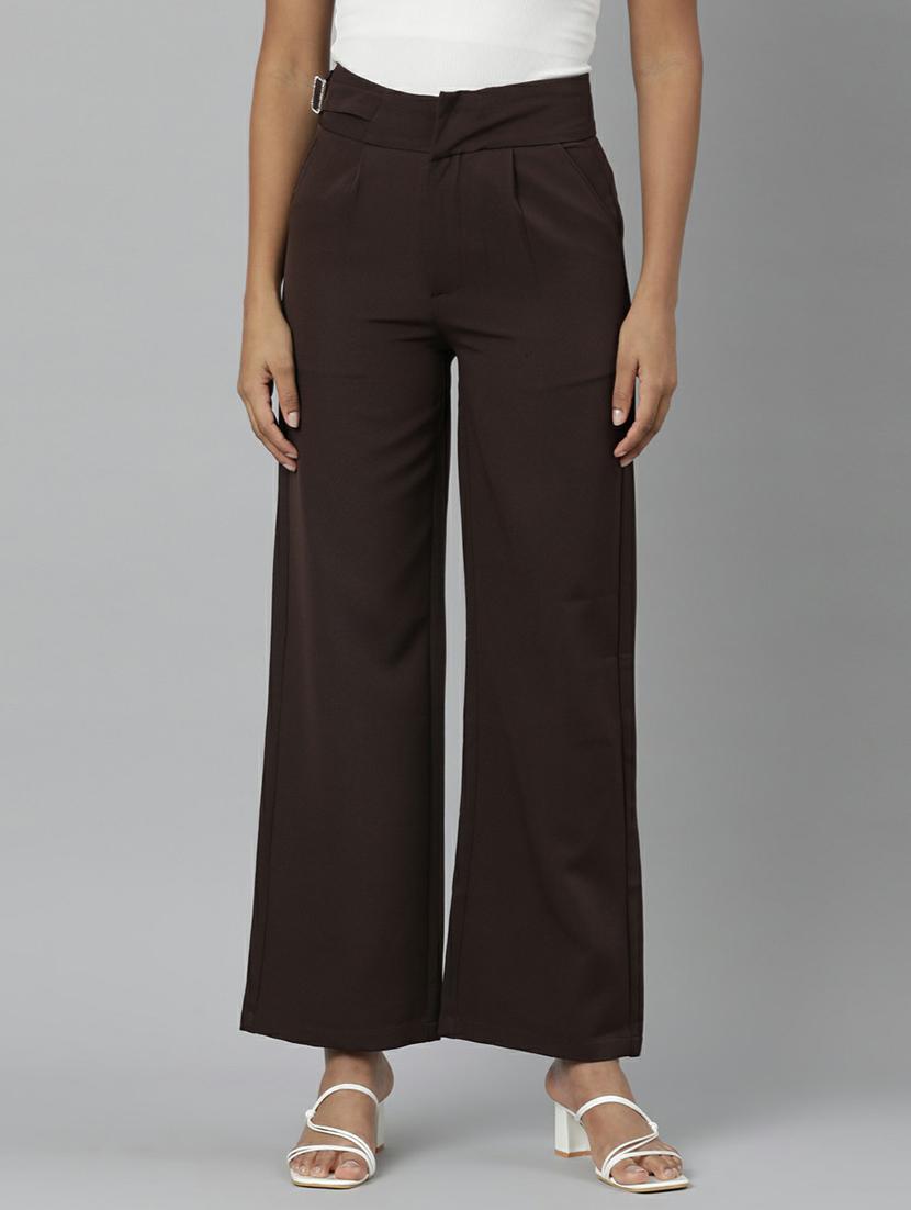 brown cotton pleated trouser - 20610878 - Zoom Image - 0
