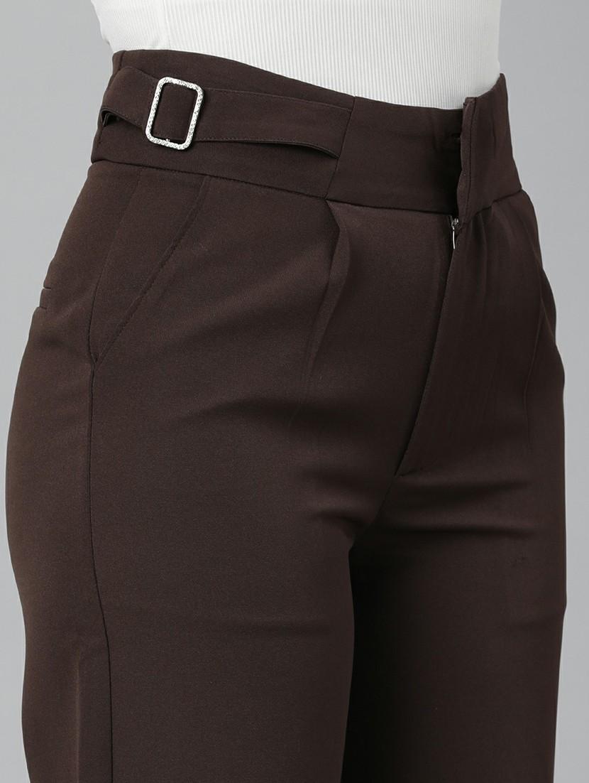 brown cotton pleated trouser - 20610878 - Standard Image - 5