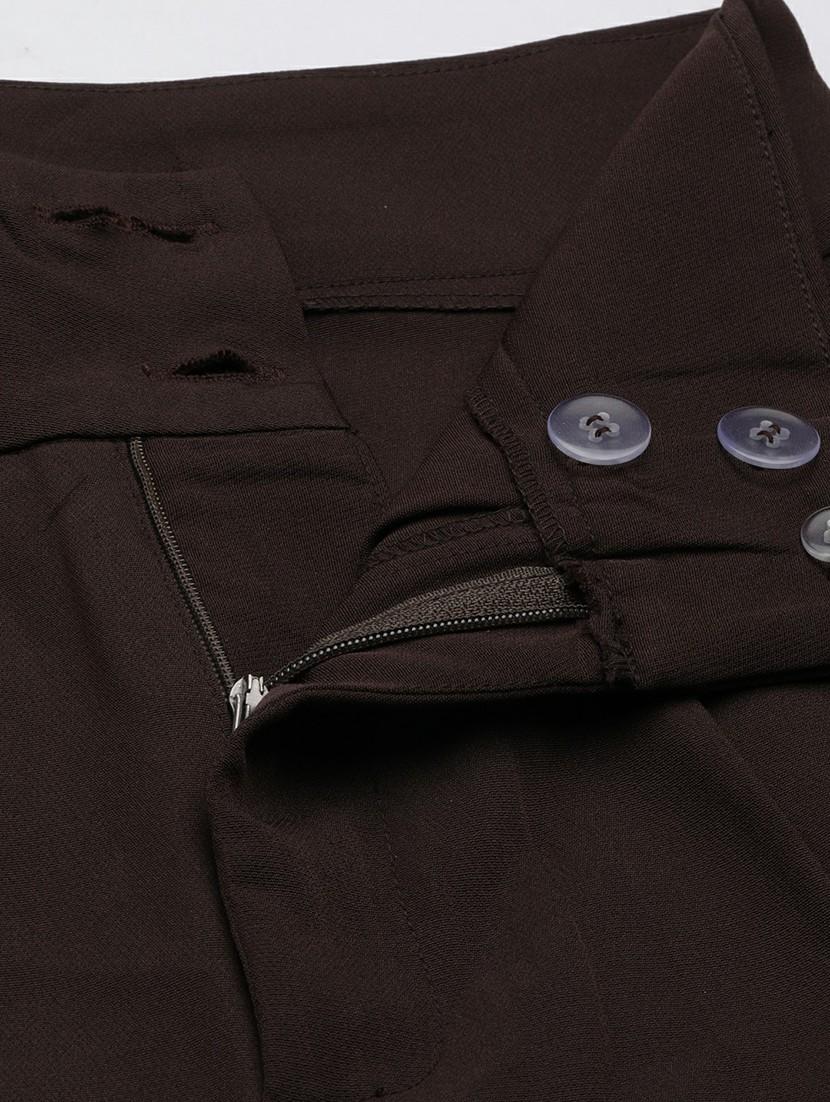 brown cotton pleated trouser - 20610878 - Standard Image - 8