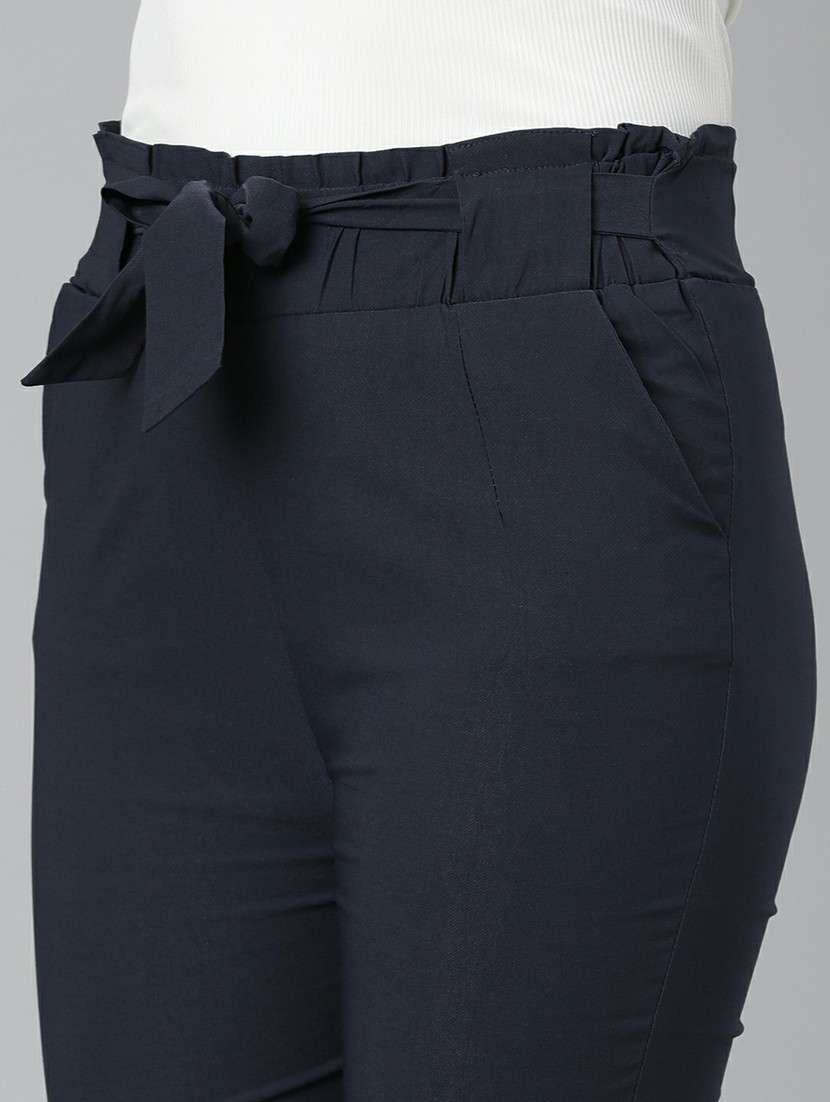 navy blue cotton peg trouser - 20610879 - Standard Image - 5