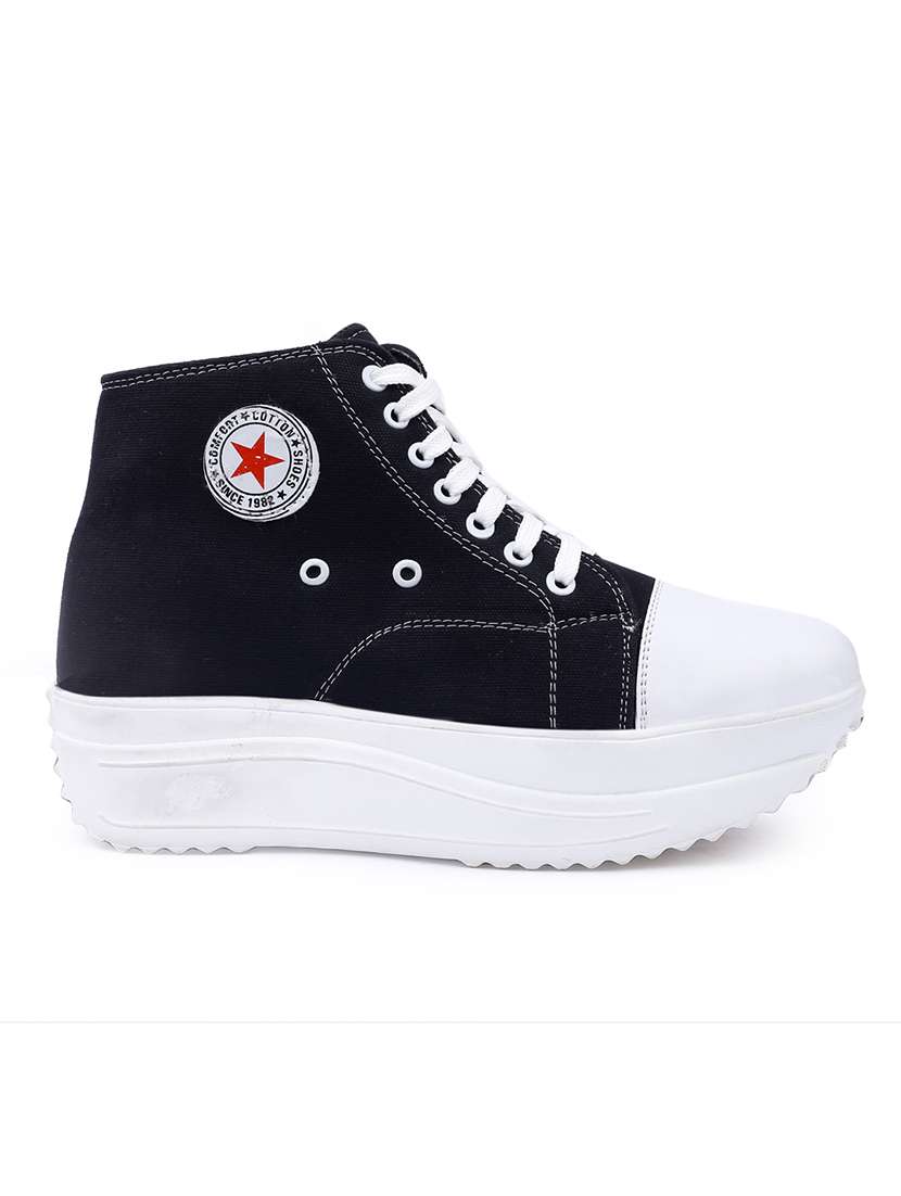 black lace up casual sneakers - 20611050 - Standard Image - 3