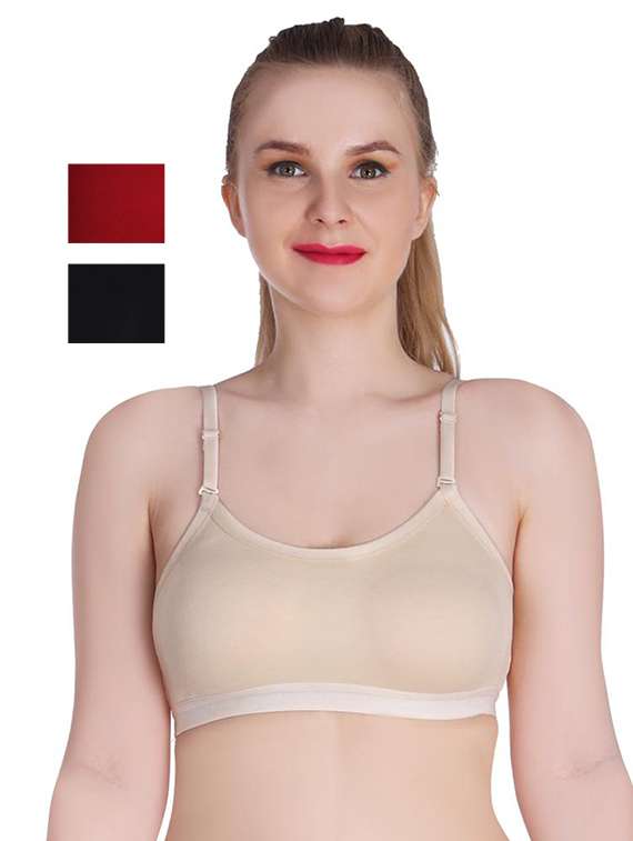 women pack of 3 solid sports bra